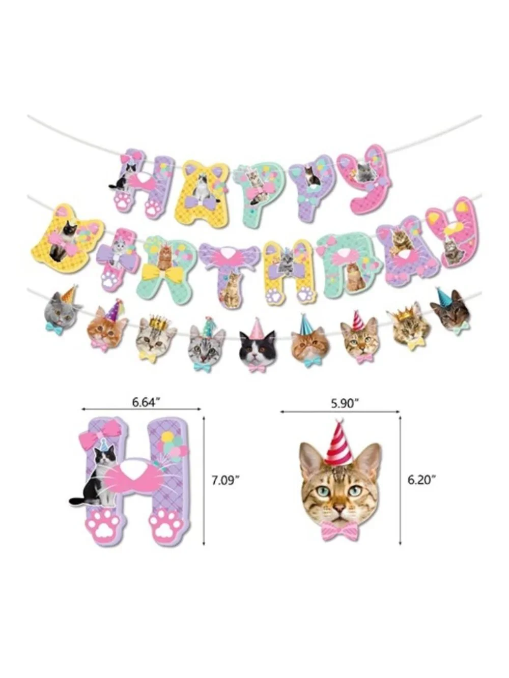 Cat Birthday Banner & Garland Set – Pet Party Decorations